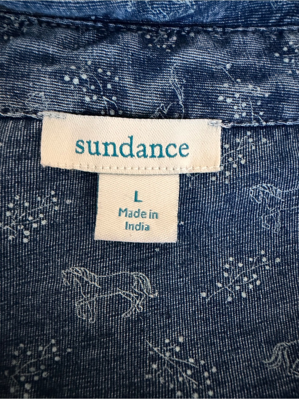 Sundance Horse Washed Indigo Blue Button-Down Shirt Size L - Picture 9 of 11